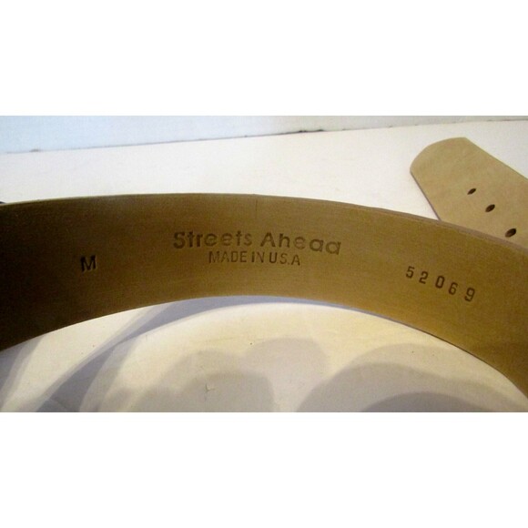 Streets Ahead Waist Belt Tan Italian Leather Studded Retail $228 Size M - Picture 3 of 5